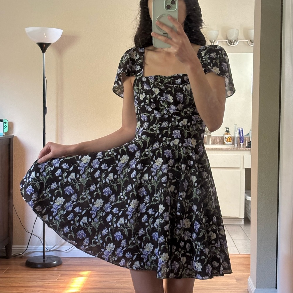 Floral Black and Purple Dress